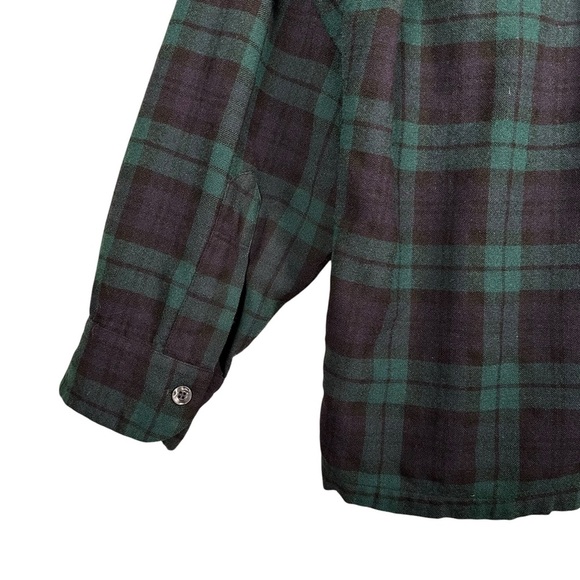 PENDLETON Vintage Virgin Wool Flannel in forest green & black Hunter Plaid - Picture 5 of 9